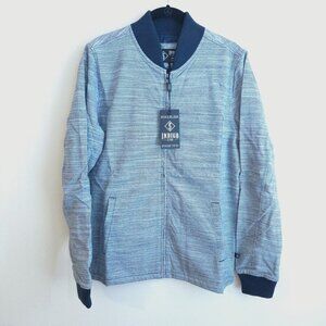 NWT Indigo Star Men's Small Full Zip Gray Bomber Shirt Jacket pocket Lined